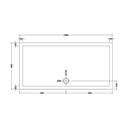 [BETSR074] Slip Resistant Slimline Rectangular Shower Tray - Choice of Size - Technical Drawing