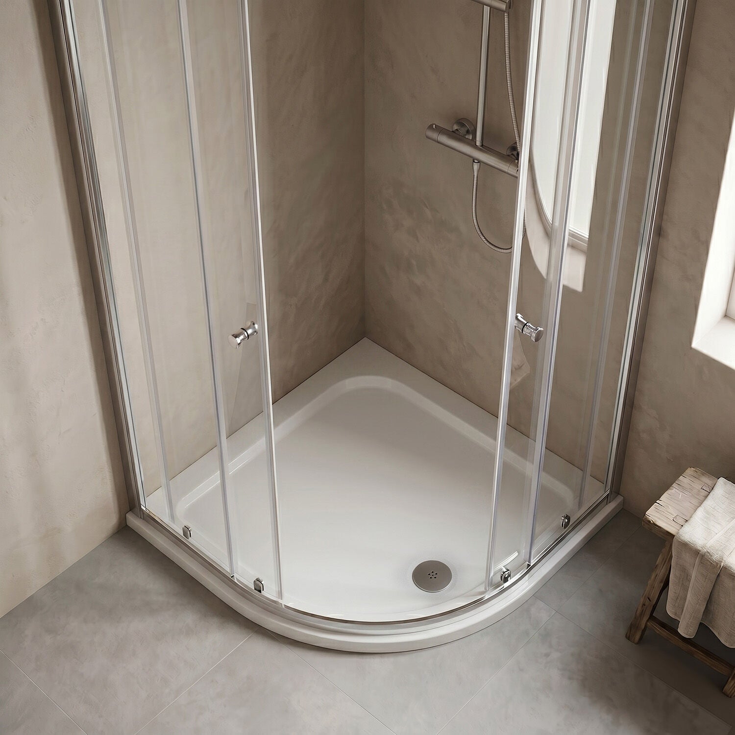 [BETSR106] Slip Resistant Slimline Quadrant Shower Tray - 800mm or 900mm - Silo
