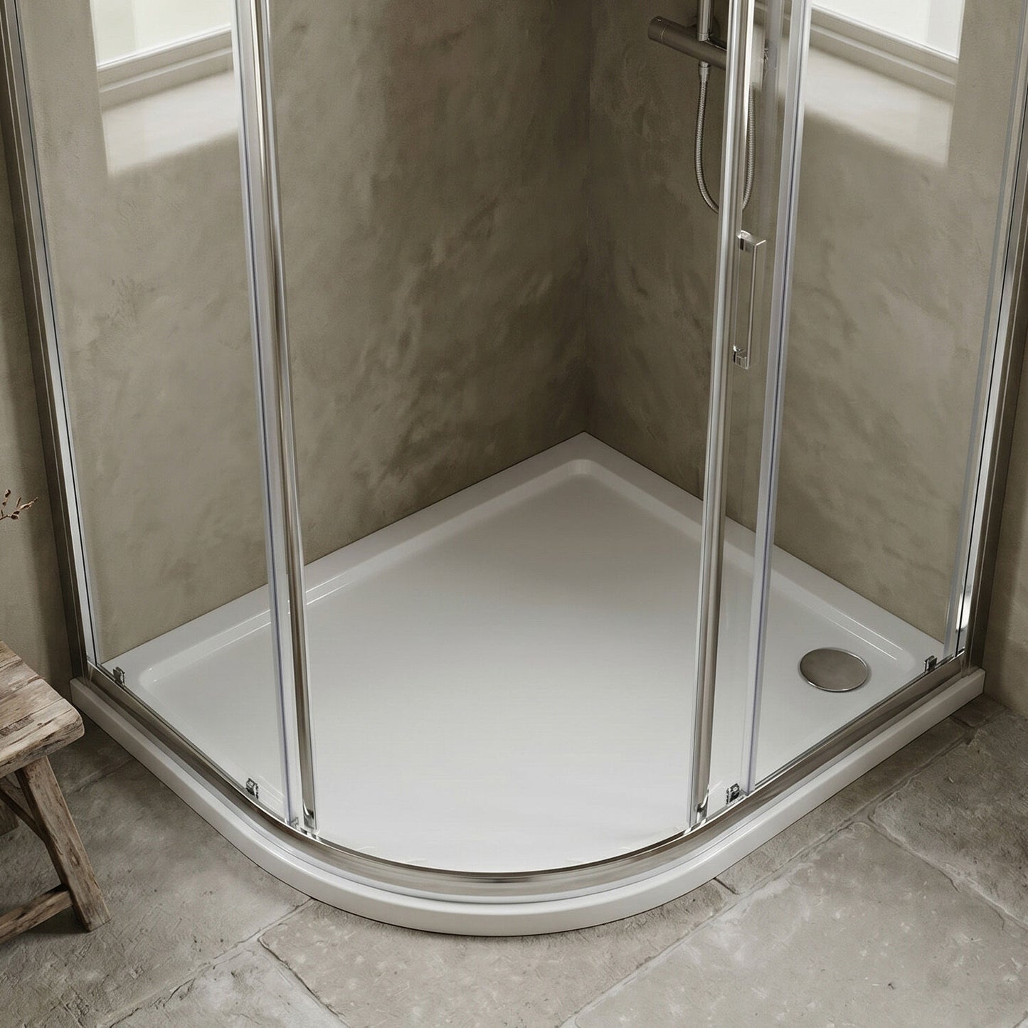 [BETSR108] Slip Resistant Slimline Offset Quadrant Shower Tray - Choice of Size and Orientation - Silo