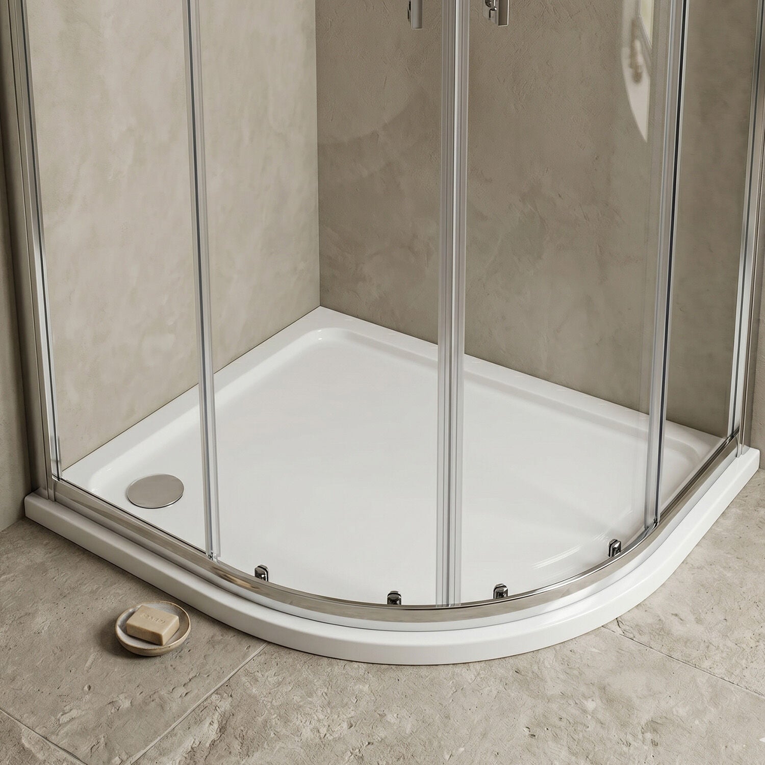 [BETSR109] Slip Resistant Slimline Offset Quadrant Shower Tray - Choice of Size and Orientation - Silo