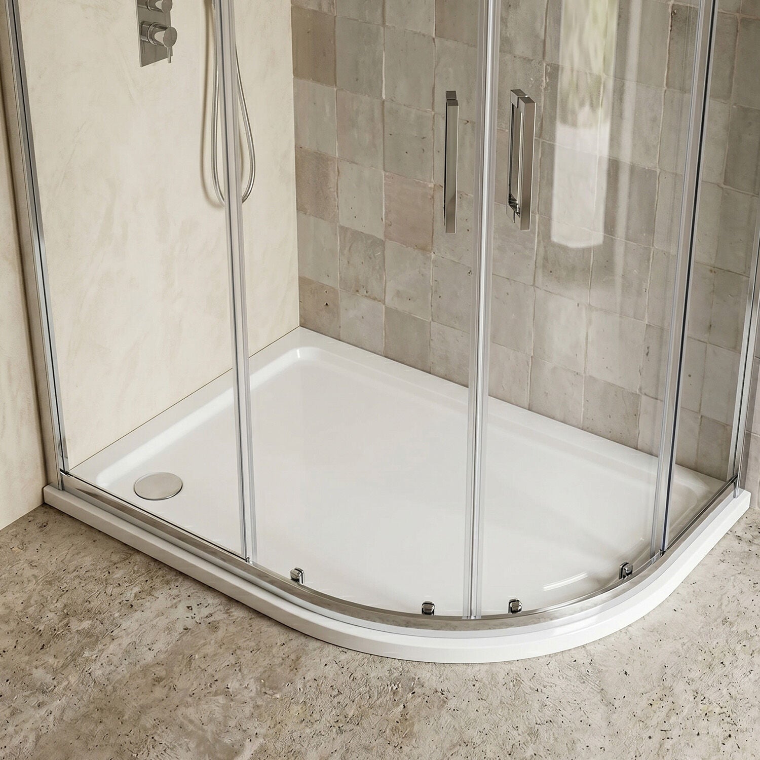 [BETSR115] Slip Resistant Slimline Offset Quadrant Shower Tray - Choice of Size and Orientation - Silo