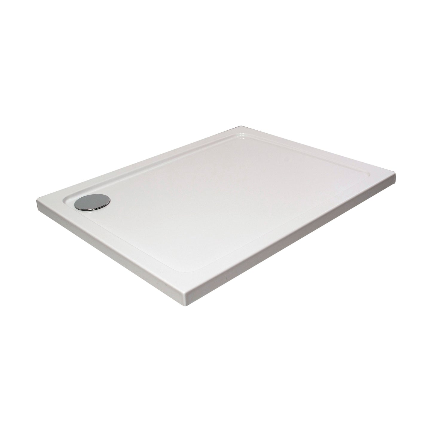 [BETTR91176] White Rectangular Stone Resin Premium Shower Tray with Corner Waste Position - Multiple Sizes Available - Cutout