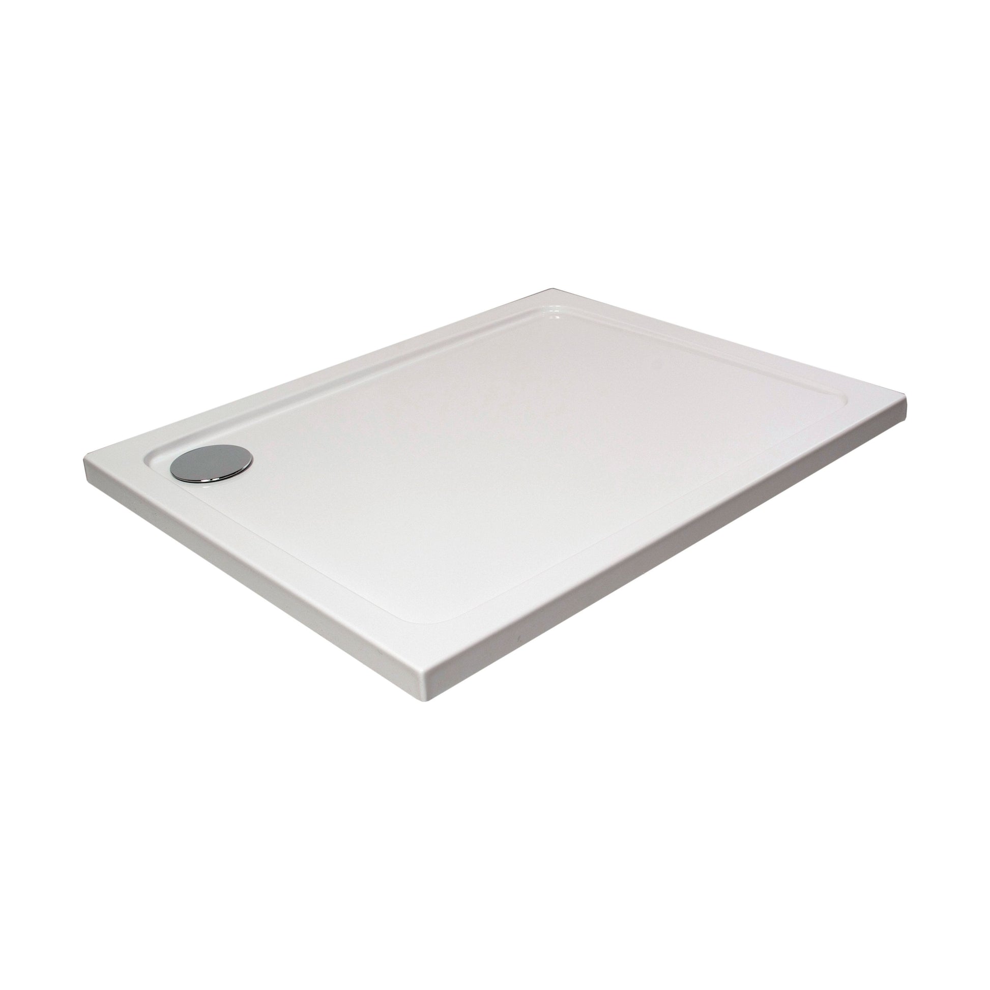[BETTR91480] White Rectangular Stone Resin Premium Shower Tray with Corner Waste Position - Multiple Sizes Available - Cutout