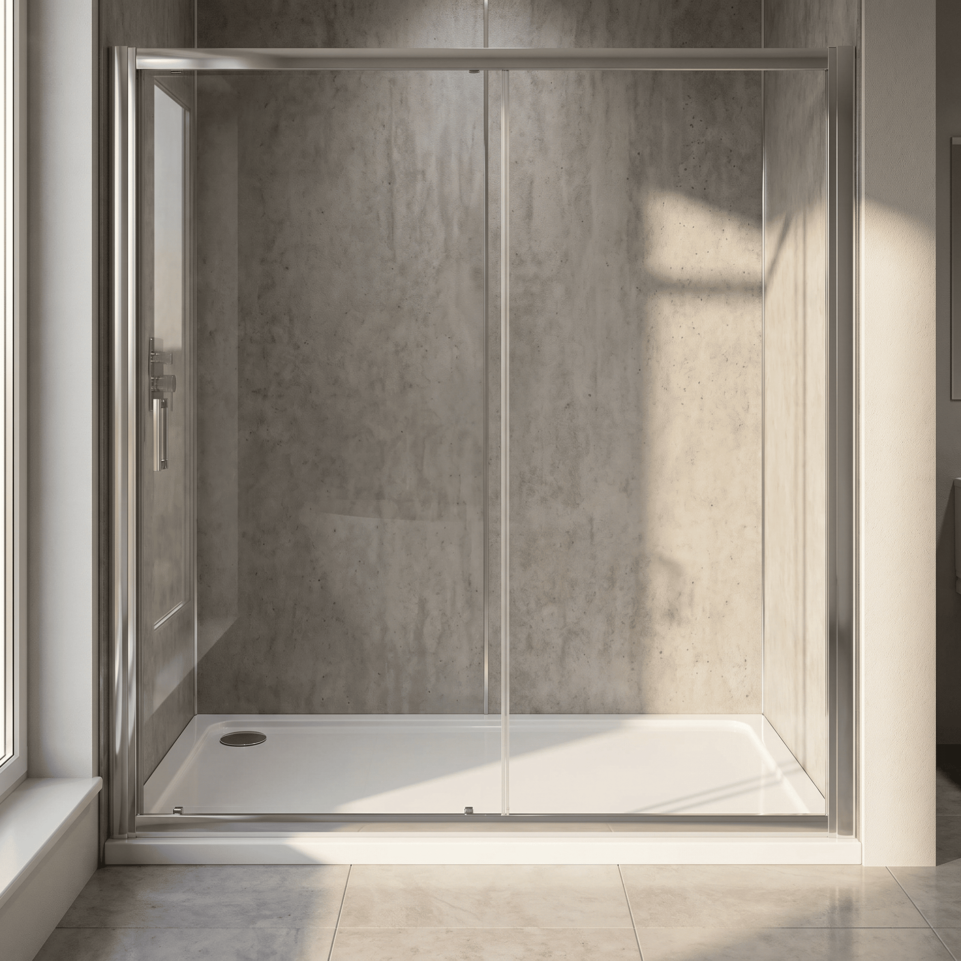[BETTR91580] White Rectangular Stone Resin Premium Shower Tray with Corner Waste Position, Choice of Size - Silo