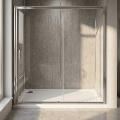 [BETTR91580] White Rectangular Stone Resin Premium Shower Tray with Corner Waste Position, Choice of Size - Silo