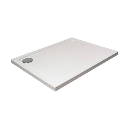 [BETTR91776] White Rectangular Stone Resin Premium Shower Tray with Corner Waste Position - Multiple Sizes Available - Cutout