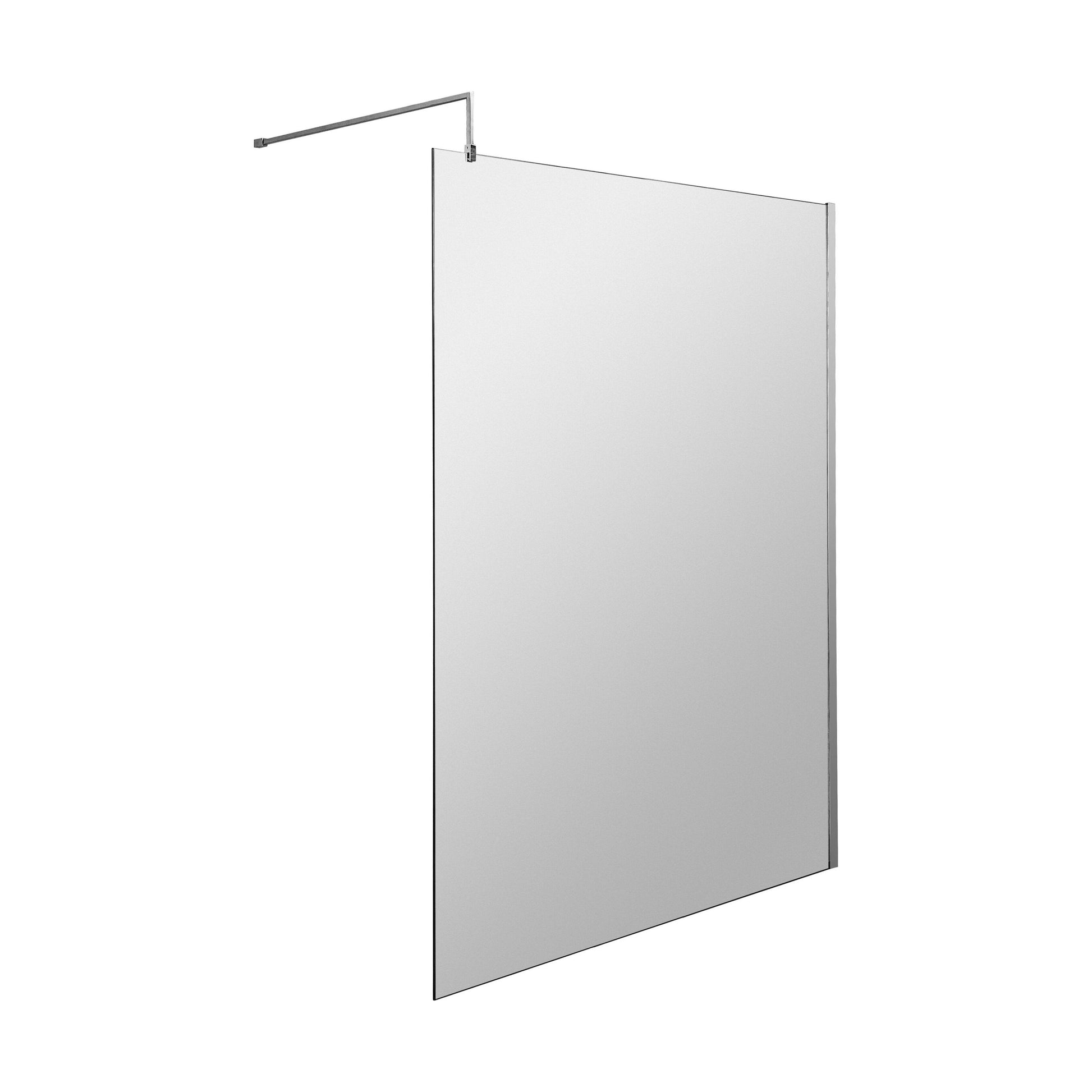 [BEWS120] Balterley 8mm Toughened Safety Glass Wetroom Screen with Support Bar: 1200mm x 1950mm, Polished Chrome - Cutout
