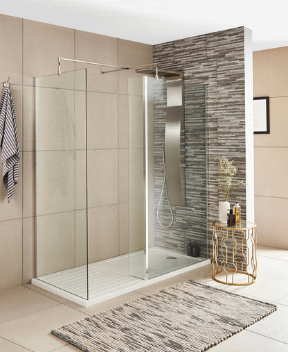[BEWS18025] Balterley 8mm Toughened Safety Glass Wetroom Return Screen: 215mm x 1850mm, Polished Chrome - Lifestyle 1