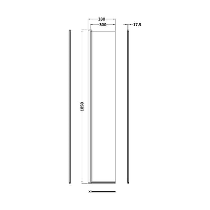 [BEWS18030C] 1850 x 300 x 8mm Hinged Return Screen - Technical Drawing
