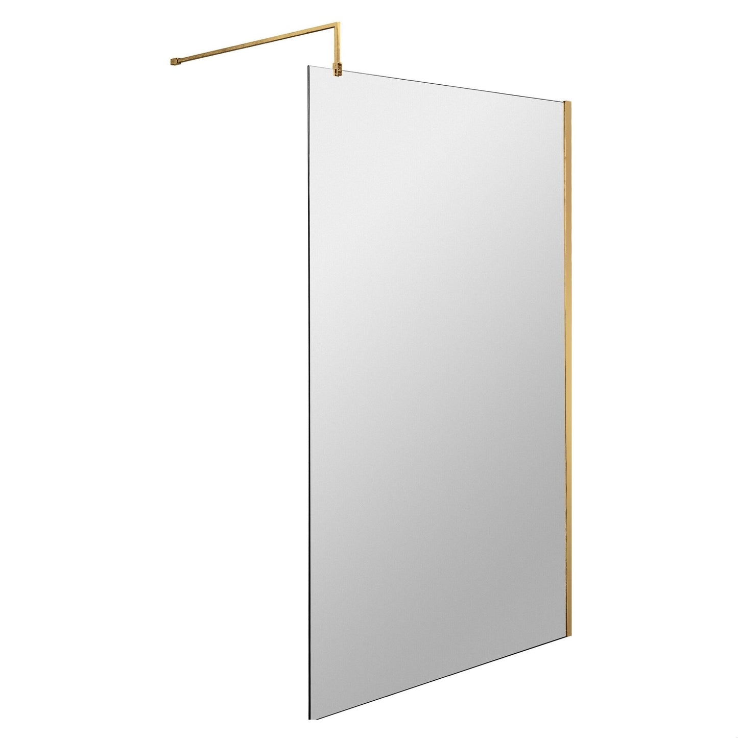 [BEWS18100BB] Balterley 8mm Toughened Safety Glass Wetroom Screen with Support Bar - Choice of Size and Profile Finish - Cutout