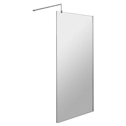 [BEWS18100] Balterley 8mm Toughened Safety Glass Wetroom Screen with Support Bar - Choice of Size and Profile Finish - Cutout