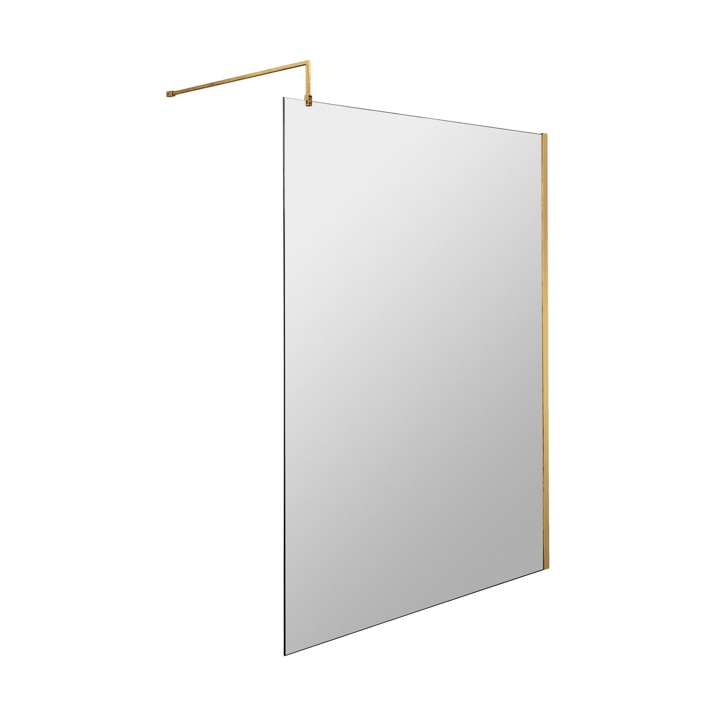 [BEWS18140BB] Balterley 8mm Toughened Safety Glass Wetroom Screen with Support Bar: 1400mm x 1850mm, Brushed Brass - Cutout