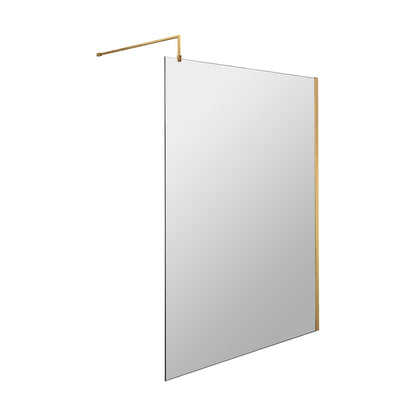 [BEWS18140BB] Balterley 8mm Toughened Safety Glass Wetroom Screen with Support Bar: 1400mm x 1850mm, Brushed Brass - Cutout