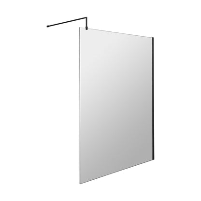 [BEWS18140BP] Balterley 8mm Toughened Safety Glass Wetroom Screen and Support Bar: 1400mm x 1850mm, Black - Cutout