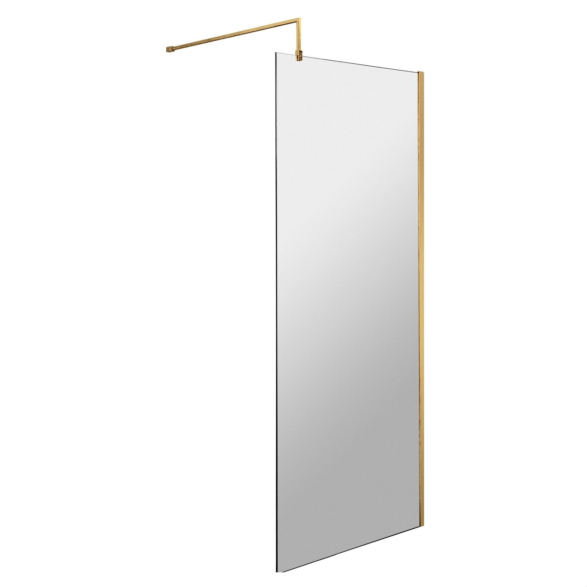 [BEWS18700BB] Balterley 8mm Toughened Safety Glass Wetroom Screen with Support Bar - Choice of Size and Profile Finish - Cutout