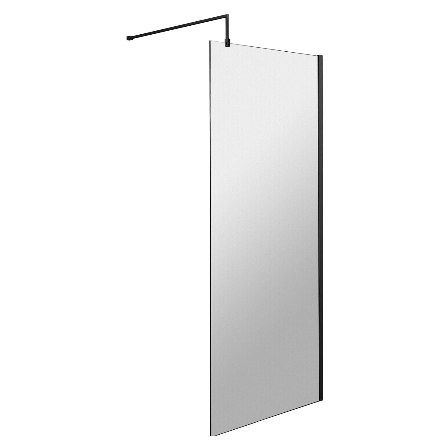 [BEWS18700BP] Balterley 8mm Toughened Safety Glass Wetroom Screen with Support Bar - Choice of Size and Profile Finish - Cutout
