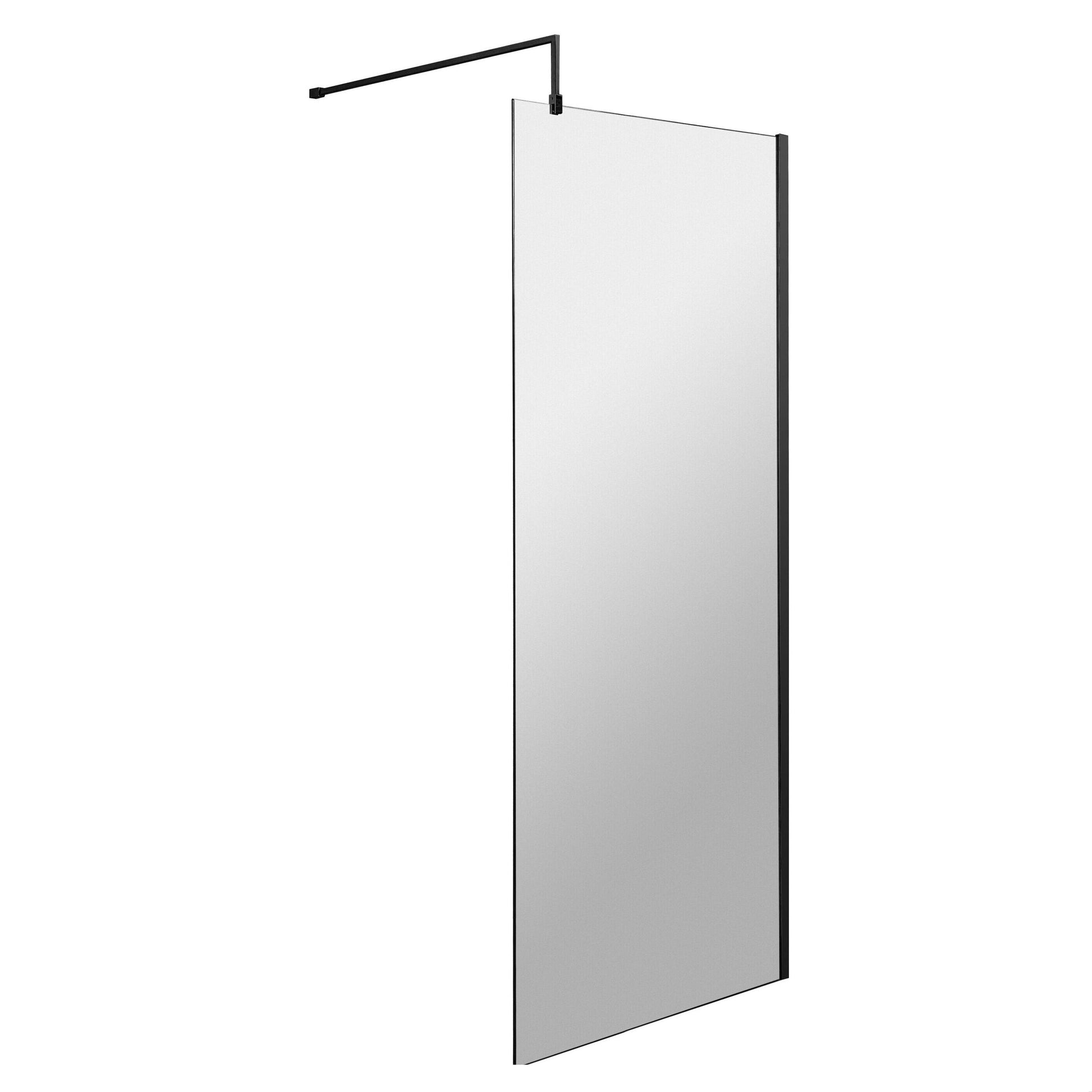 [BEWS18700BP] Balterley 8mm Toughened Safety Glass Wetroom Screen with Support Bar - Choice of Size and Profile Finish - Cutout