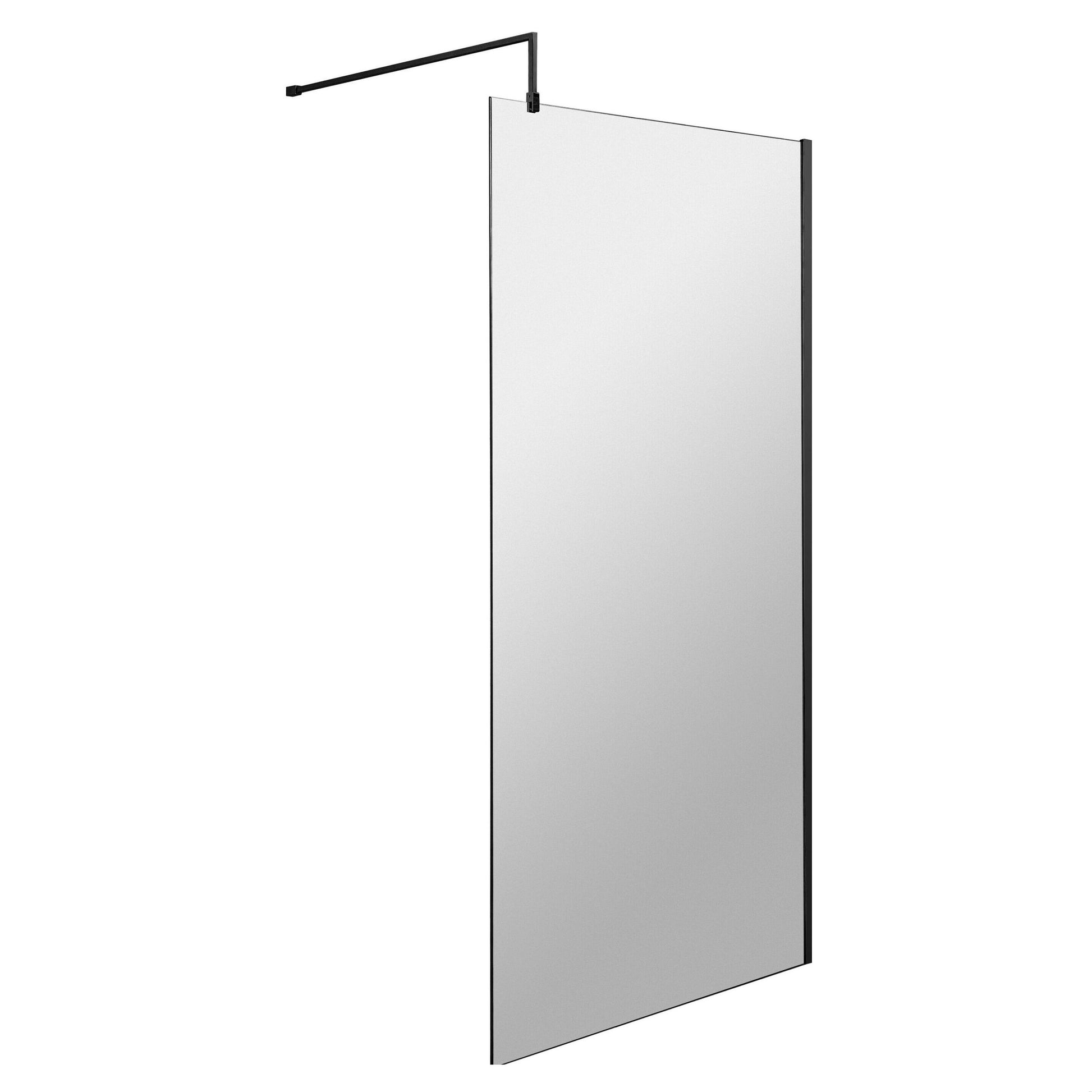 [BEWS18800BP] Balterley 8mm Toughened Safety Glass Wetroom Screen with Support Bar - Choice of Size and Profile Finish - Cutout