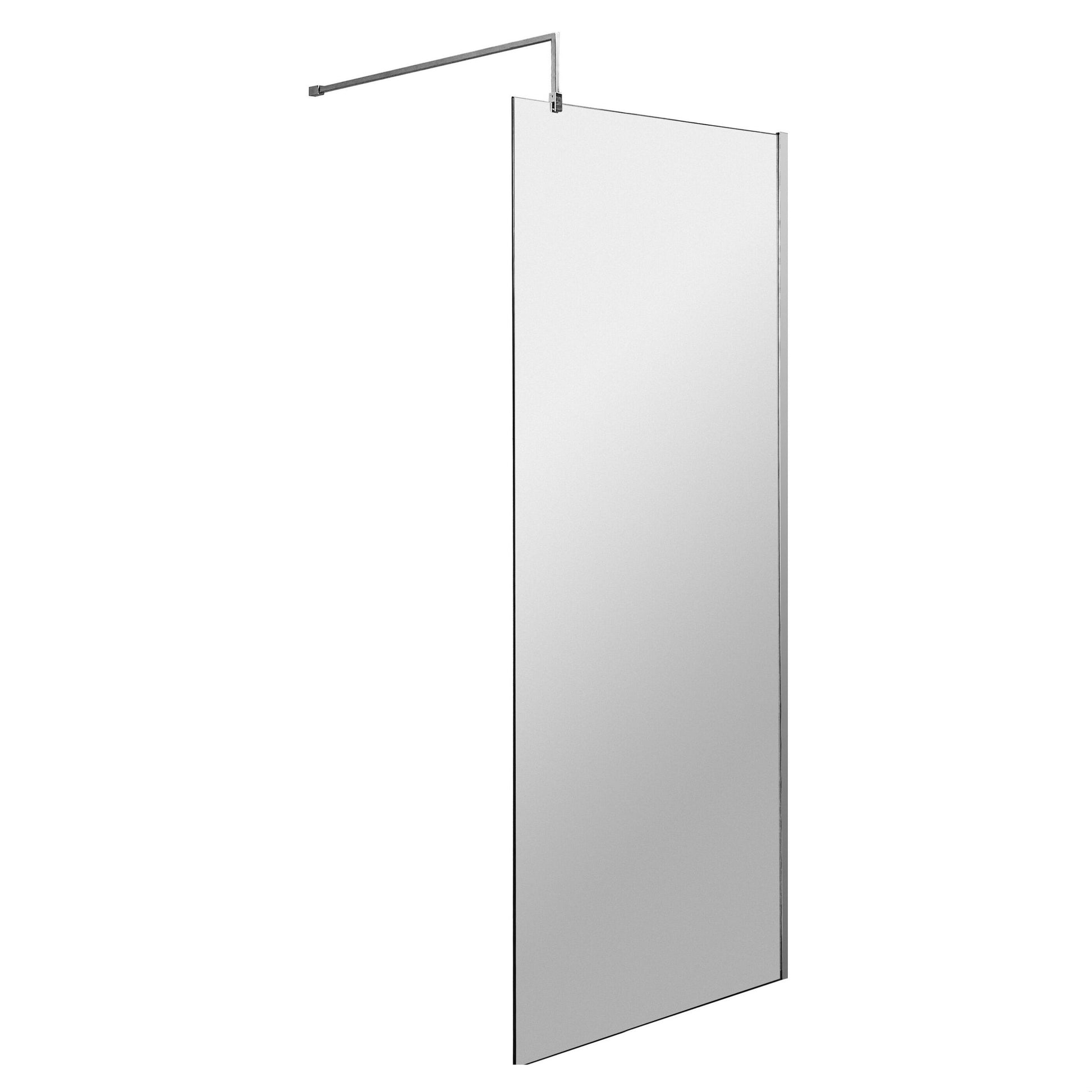 [BEWS18800] Balterley 8mm Toughened Safety Glass Wetroom Screen with Support Bar - Choice of Size and Profile Finish - Cutout