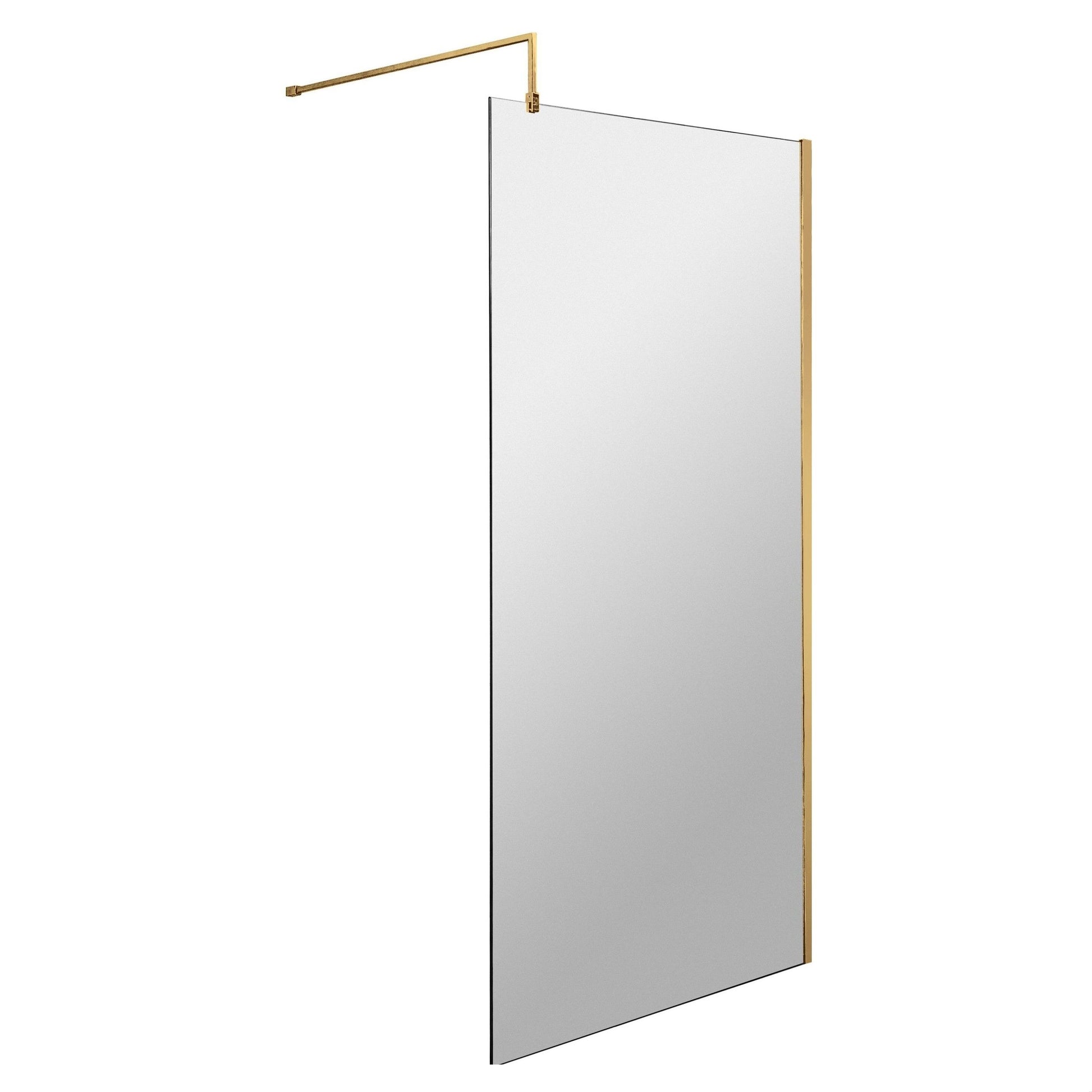 [BEWS18900BB] Balterley 8mm Toughened Safety Glass Wetroom Screen with Support Bar - Choice of Size and Profile Finish - Cutout