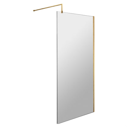 [BEWS18900BB] Balterley 8mm Toughened Safety Glass Wetroom Screen with Support Bar - Choice of Size and Profile Finish - Cutout