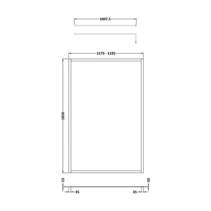 [BEWSFBZ1812] Balterley Framed Wetroom Screen, 1200mm, Brushed Bronze - Technical Drawing