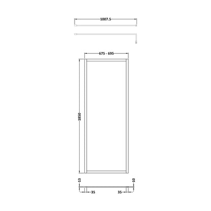 [BEWSFBZ1870] Balterley Framed Wetroom Screen, 700mm, Brushed Bronze - Technical Drawing