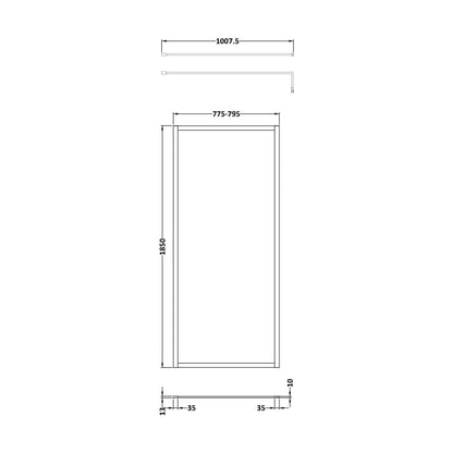 [BEWSFBZ1880] Balterley Framed Wetroom Screen, 800mm, Brushed Bronze - Technical Drawing