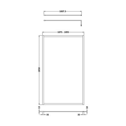 [BEWSFGM1811] Balterley Framed Wetroom Screen, 1100mm, Brushed Pewter - Technical Drawing
