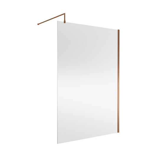 [BEWSSCBZ014] Balterley Wetroom Screen with Support Bar, 1400mm, Brushed Bronze - Cutout