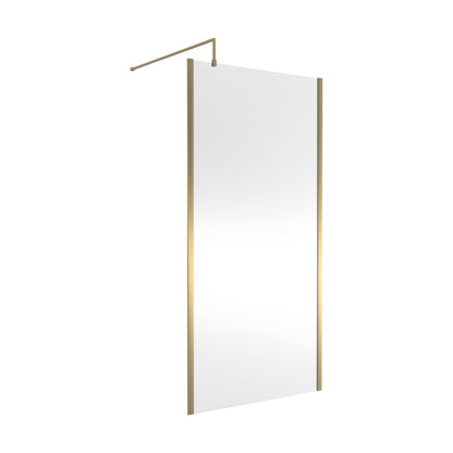 [BEWSSCOBB10] Balterley Wetroom Screen with Support Bar, 1000mm, Brushed Brass - Cutout