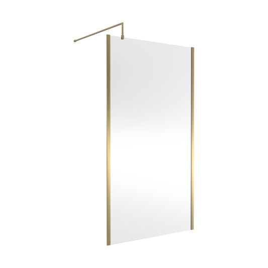[BEWSSCOBB11] Balterley Wetroom Screen with Support Bar, 1100mm, Brushed Brass - Cutout