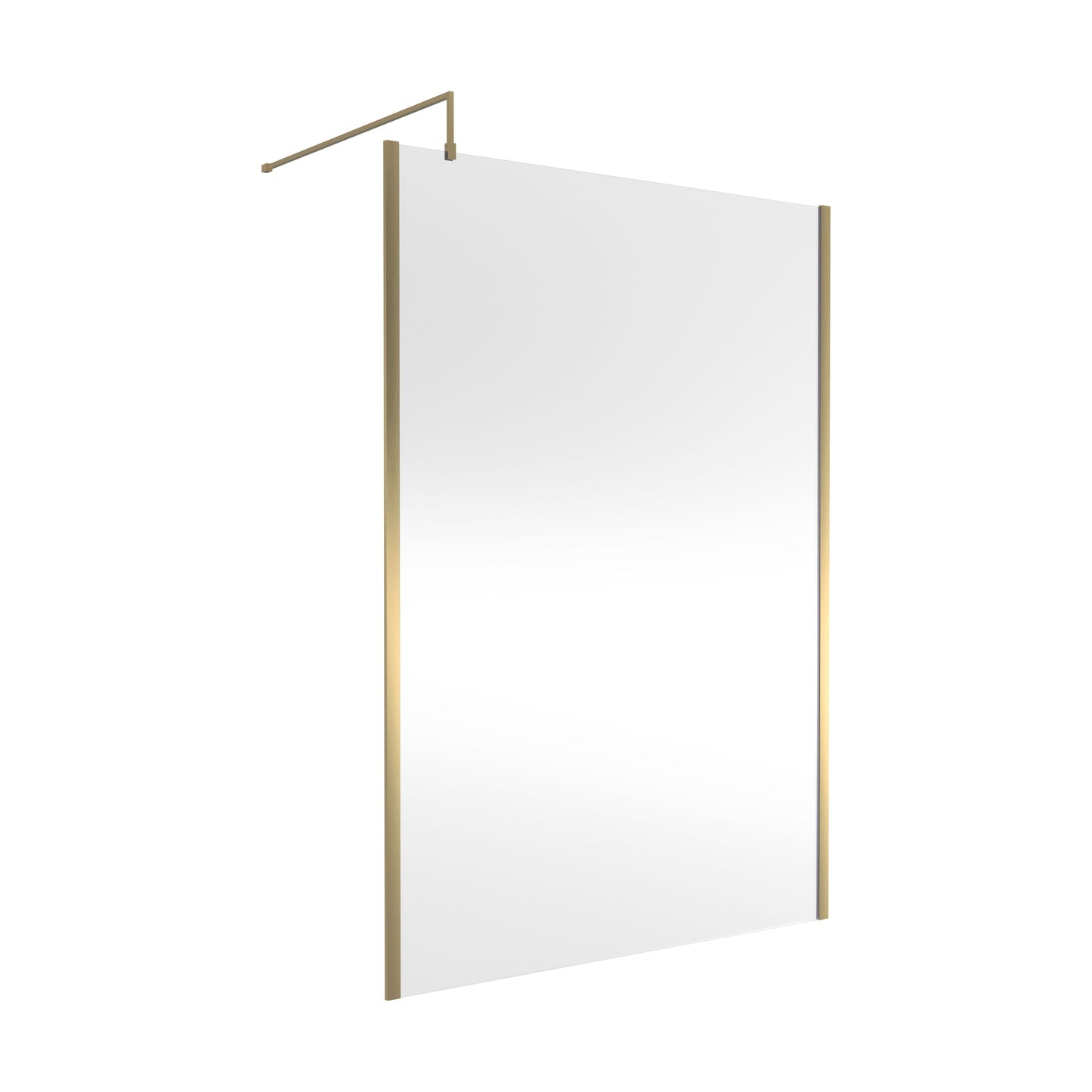 [BEWSSCOBB14] Balterley Wetroom Screen with Support Bar, 1400mm, Brushed Brass - Cutout