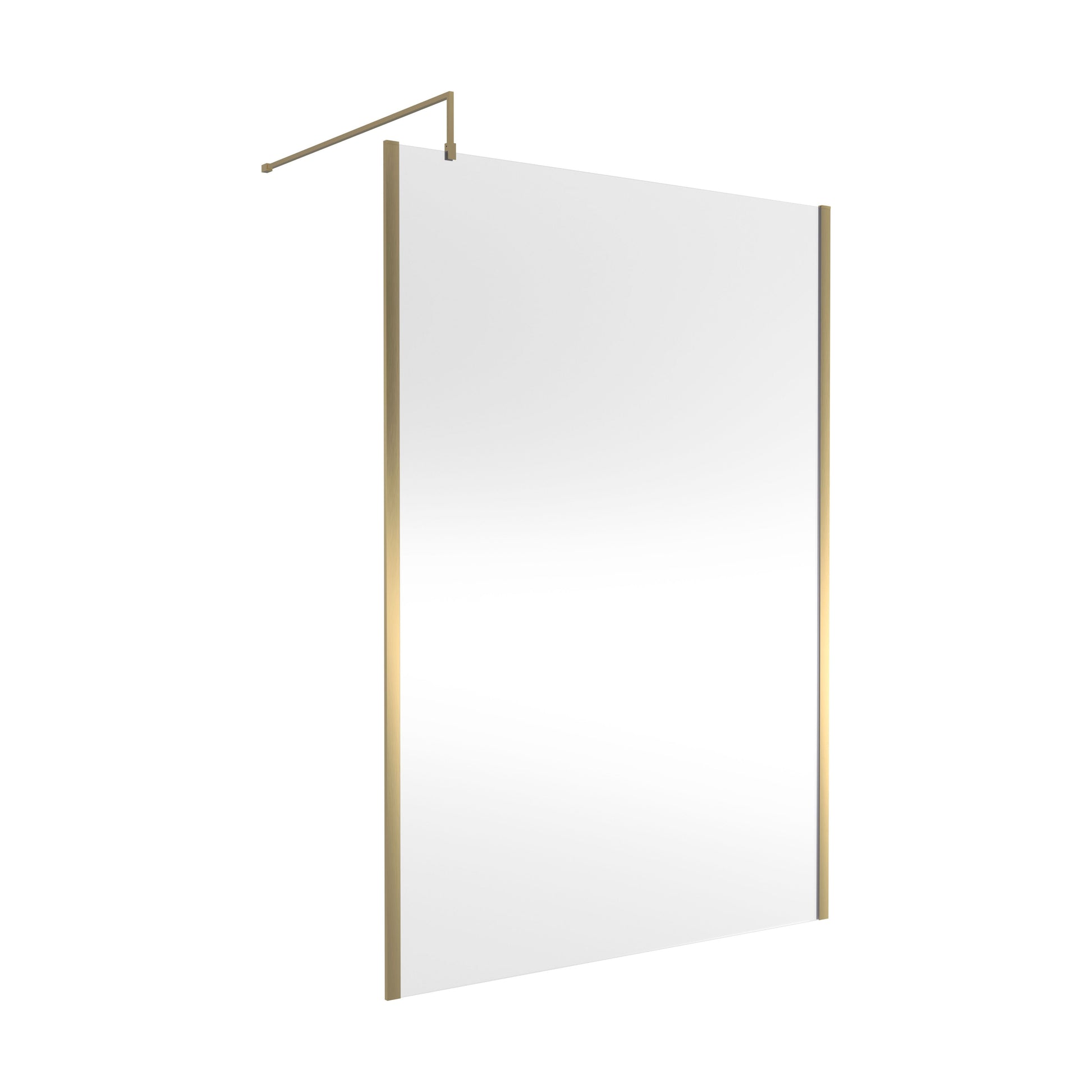 [BEWSSCOBB14] Balterley Wetroom Screen with Support Bar, 1400mm, Brushed Brass - Cutout