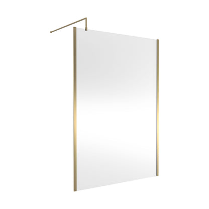 [BEWSSCOBB14] Balterley Wetroom Screen with Support Bar, 1400mm, Brushed Brass - Cutout
