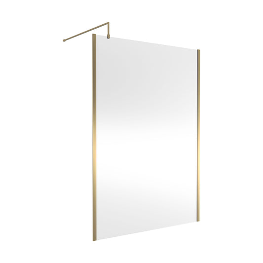 [BEWSSCOBB14] Balterley Wetroom Screen with Support Bar, 1400mm, Brushed Brass - Cutout