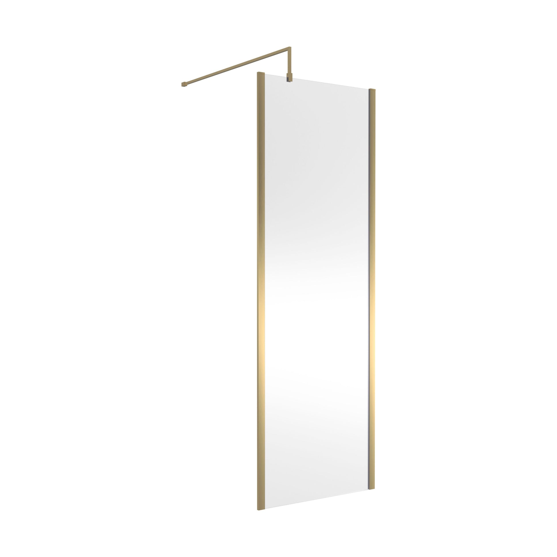 [BEWSSCOBB70] Balterley Wetroom Screen with Support Bar, 700mm, Brushed Brass - Cutout