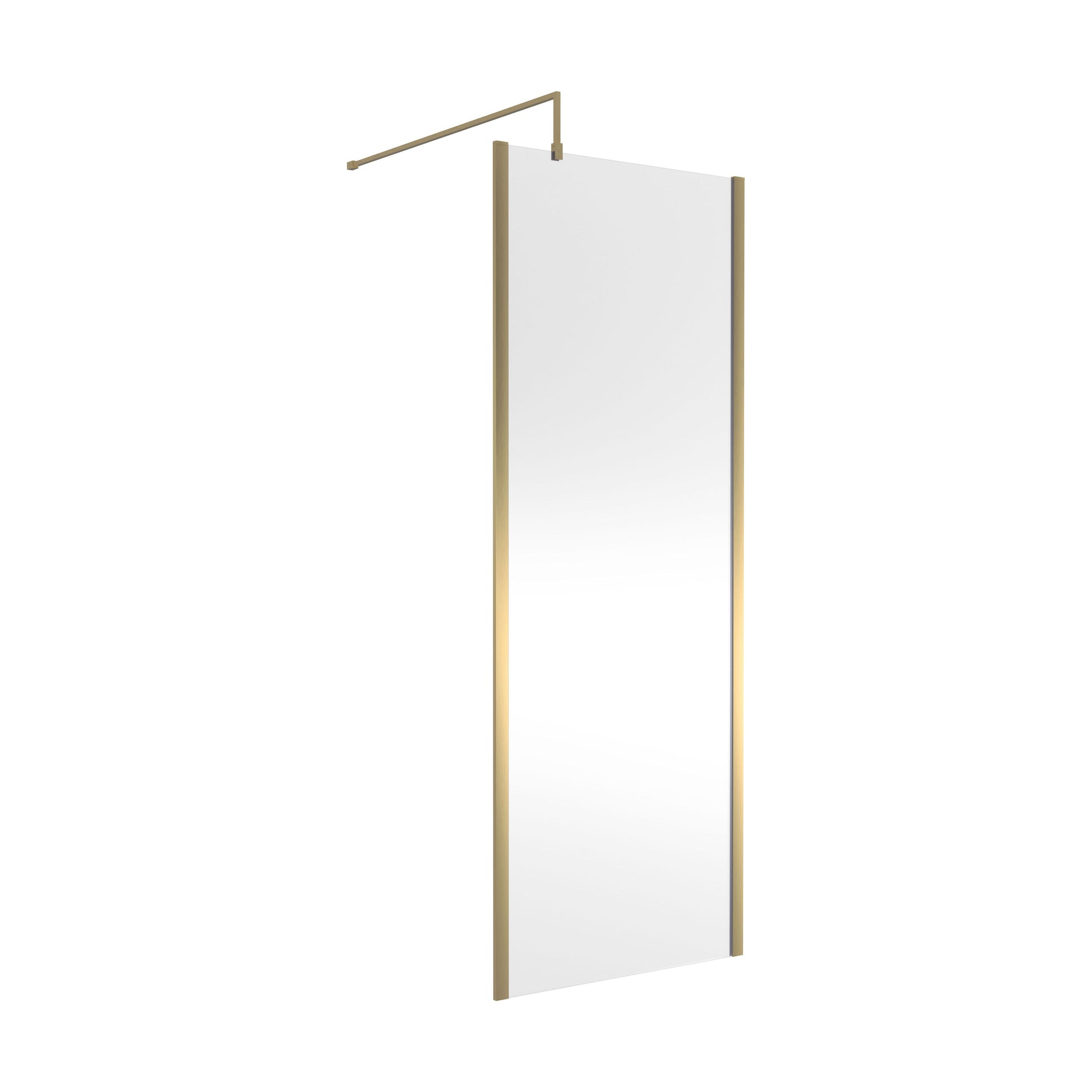 [BEWSSCOBB76] Balterley Wetroom Screen with Support Bar, 760mm, Brushed Brass - Cutout