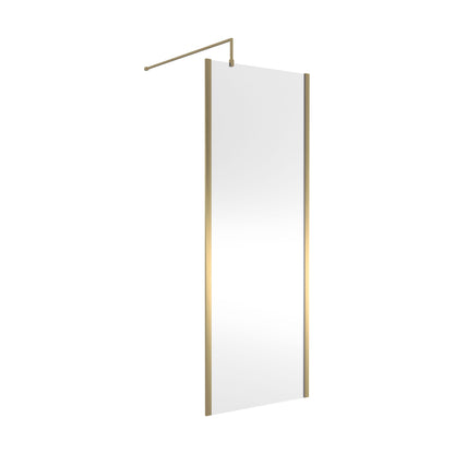 [BEWSSCOBB76] Balterley Wetroom Screen with Support Bar, 760mm, Brushed Brass - Cutout