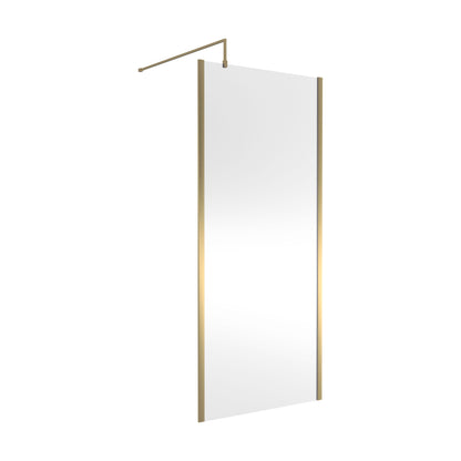 [BEWSSCOBB90] Balterley Wetroom Screen with Support Bar, 900mm, Brushed Brass - Cutout