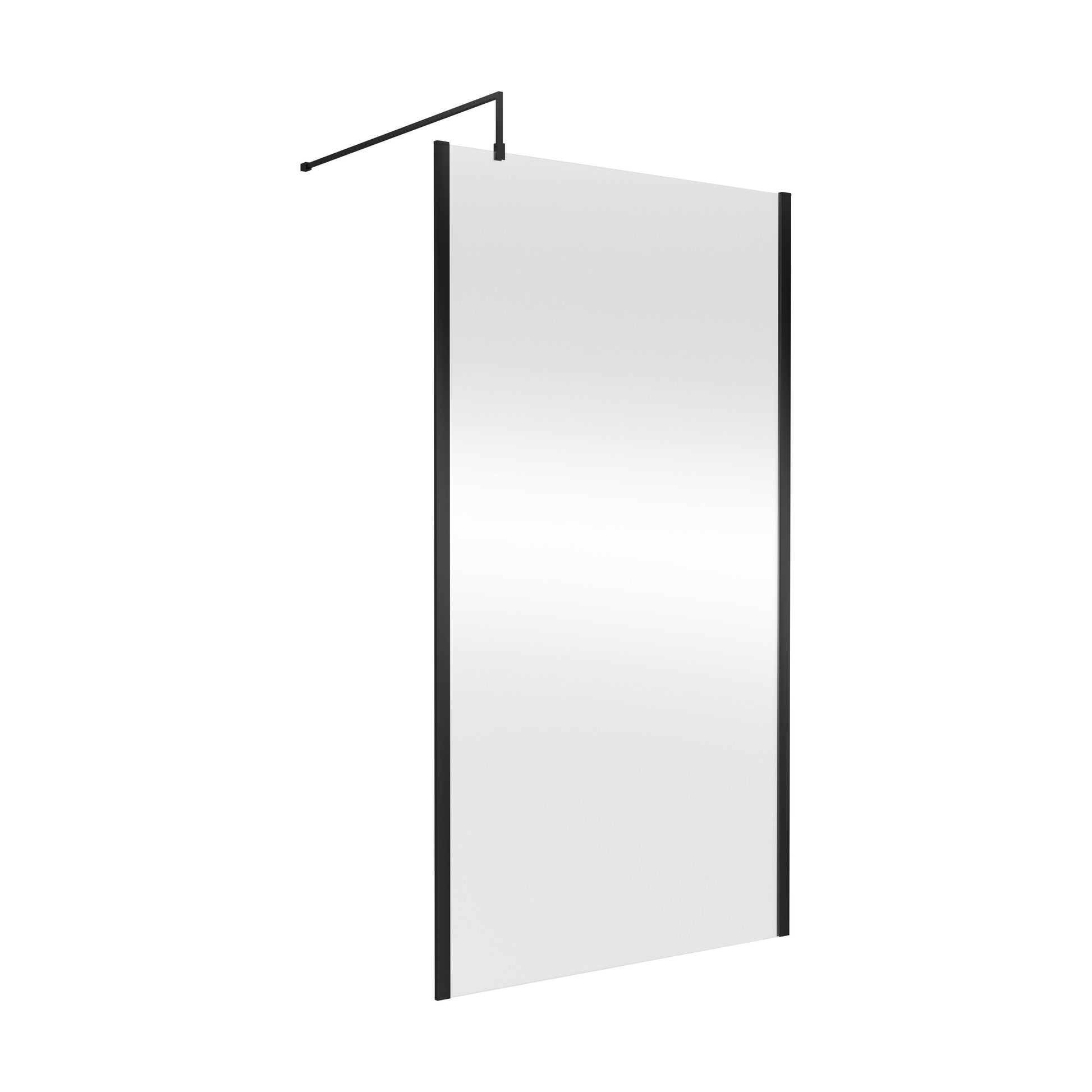 [BEWSSCOBP11] Balterley Wetroom Screen with Support Bar, 1100mm, Matt Black - Cutout