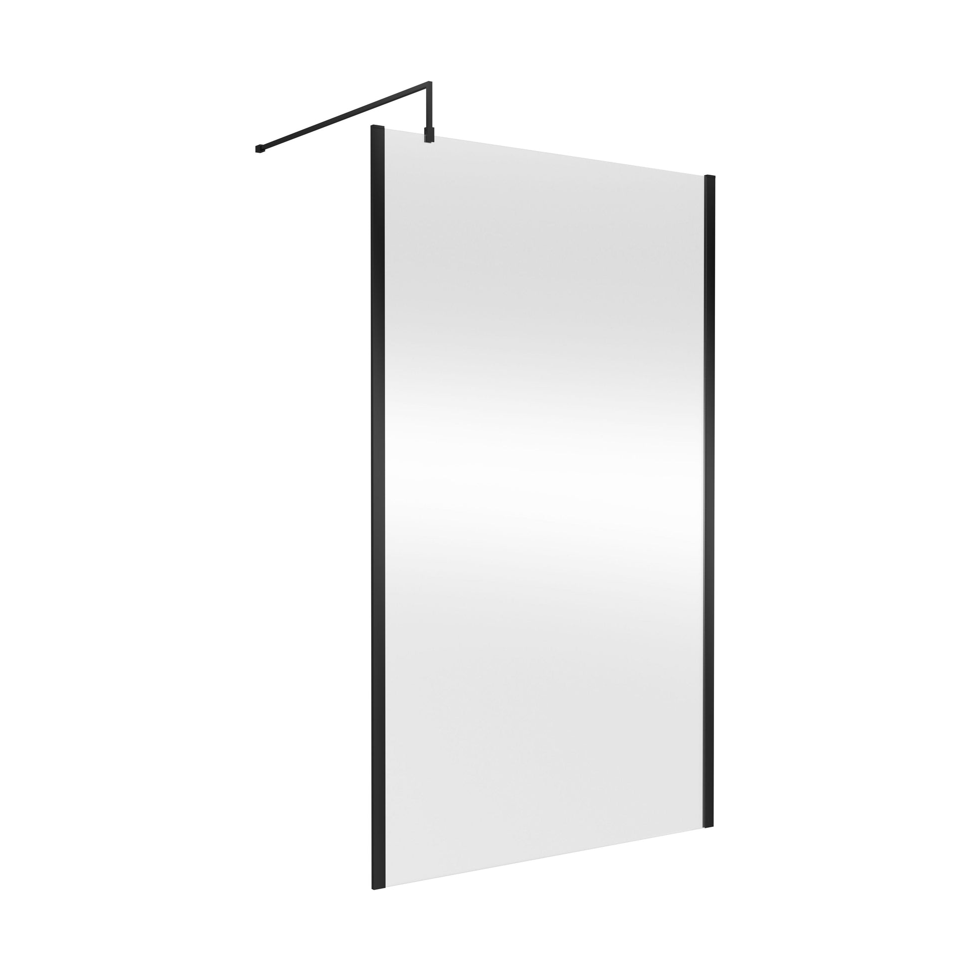 [BEWSSCOBP12] Balterley Wetroom Screen with Support Bar, 1200mm, Matt Black - Cutout