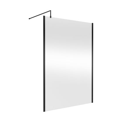 [BEWSSCOBP14] Balterley Wetroom Screen with Support Bar, 1400mm, Matt Black - Cutout