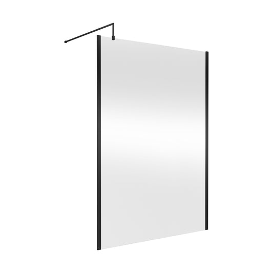 [BEWSSCOBP14] Balterley Wetroom Screen with Support Bar, 1400mm, Matt Black - Cutout