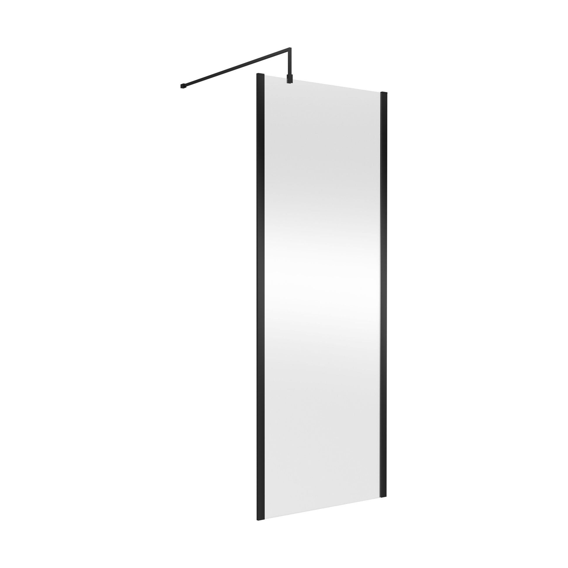 [BEWSSCOBP76] Balterley Wetroom Screen with Support Bar, 760mm, Matt Black - Cutout