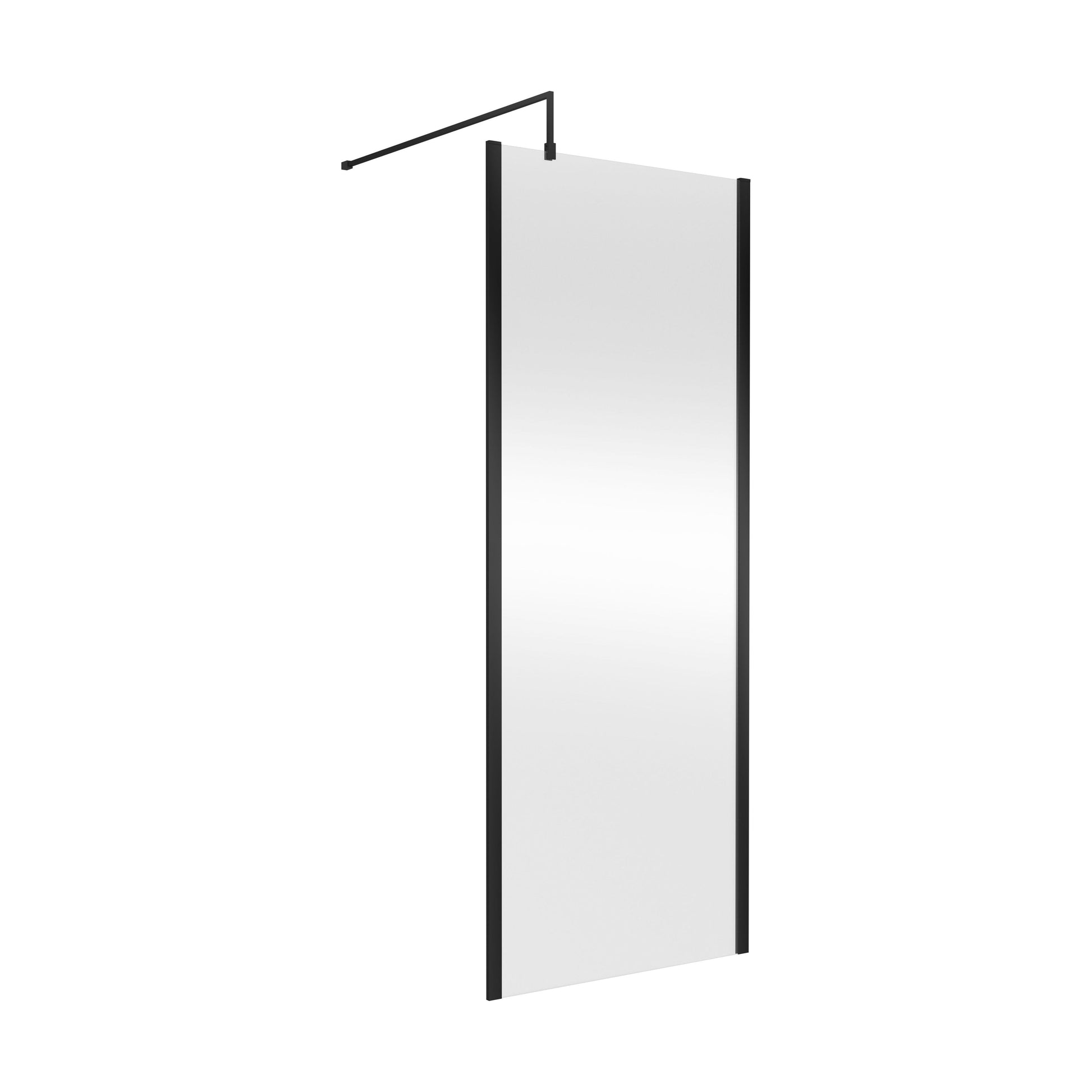 [BEWSSCOBP80] Balterley Wetroom Screen with Support Bar, 800mm, Matt Black - Cutout