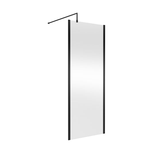[BEWSSCOBP80] Balterley Wetroom Screen with Support Bar, 800mm, Matt Black - Cutout