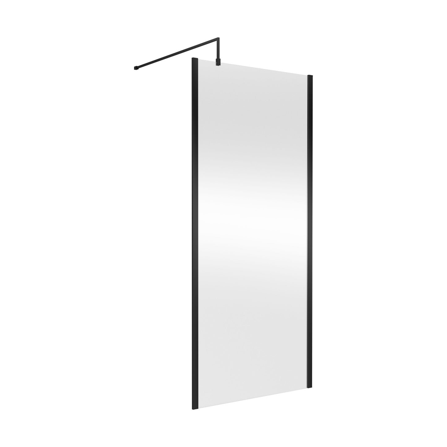[BEWSSCOBP90] Balterley Wetroom Screen with Support Bar, 900mm, Matt Black - Cutout