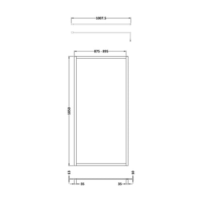 [BEWSSCOBZ10] Balterley Framed Wetroom Screen, 1000mm, Brushed Bronze - Technical Drawing