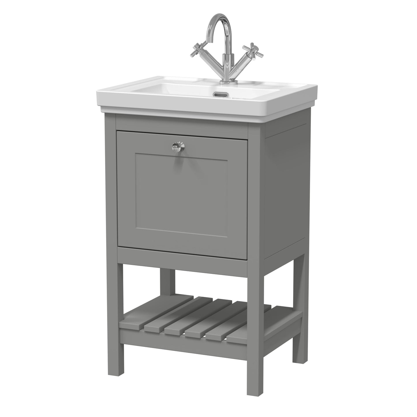 Hudson Reed Bexley 500mm Floor Standing 1 Drawer Vanity Unit with 1 Tap Hole Fireclay Basin